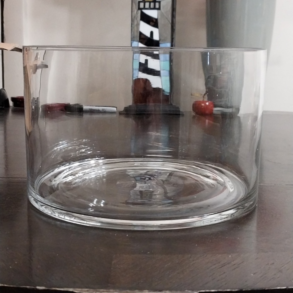 Vintage -8" Thick Clear Glass Cylinder Candleholder